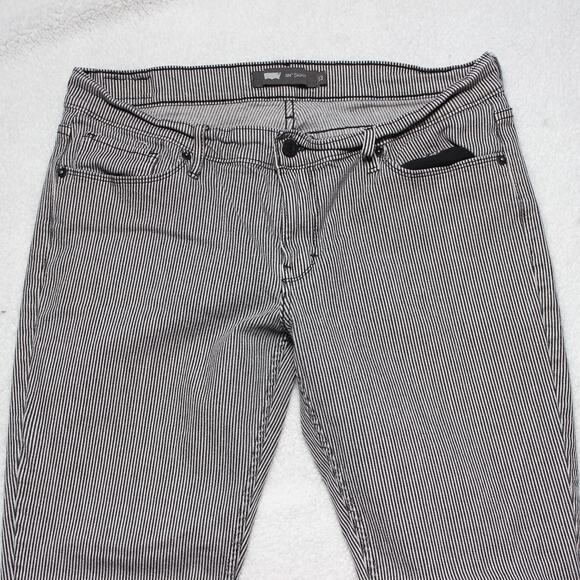 Levi’s 524 Skinny Jeans W31 L32 Women Black White Pinstripe Stretch Denim - Picture 2 of 10